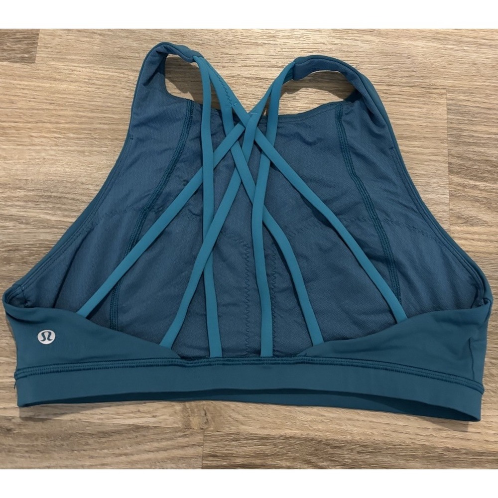 Lululemon Free To Be Serene Bra High Neck Pacific Teal Womens Size 10 Sport Yoga